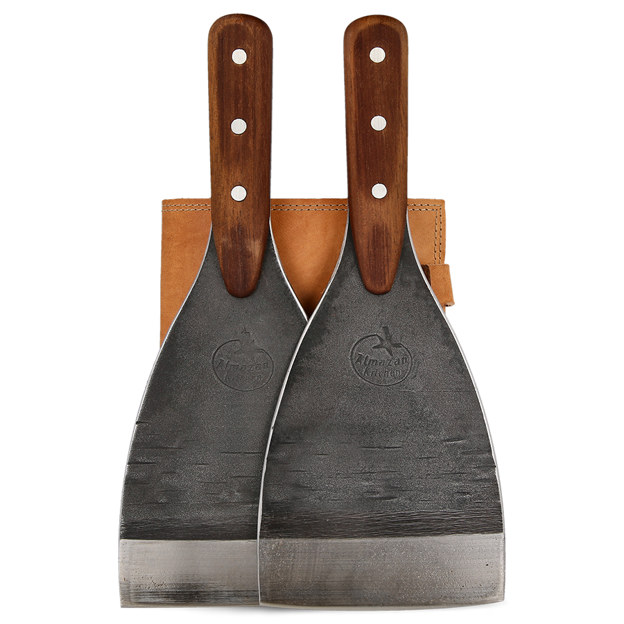 The Almazan Kitchen Original Spatula Set with walnut handles